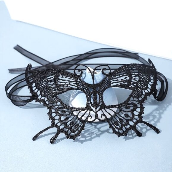 Fishnet Stockings Accessories - Black Lace Butterfly Mask Masquerade Costume Punk Goth Scene Sexy Role Play